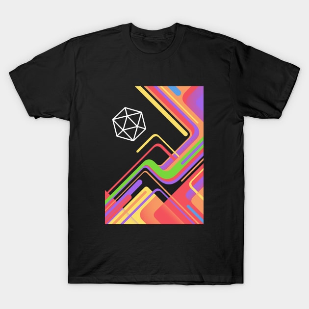 Retro Funk D20 Dice Rainbow Colors T-Shirt by dungeonarmory